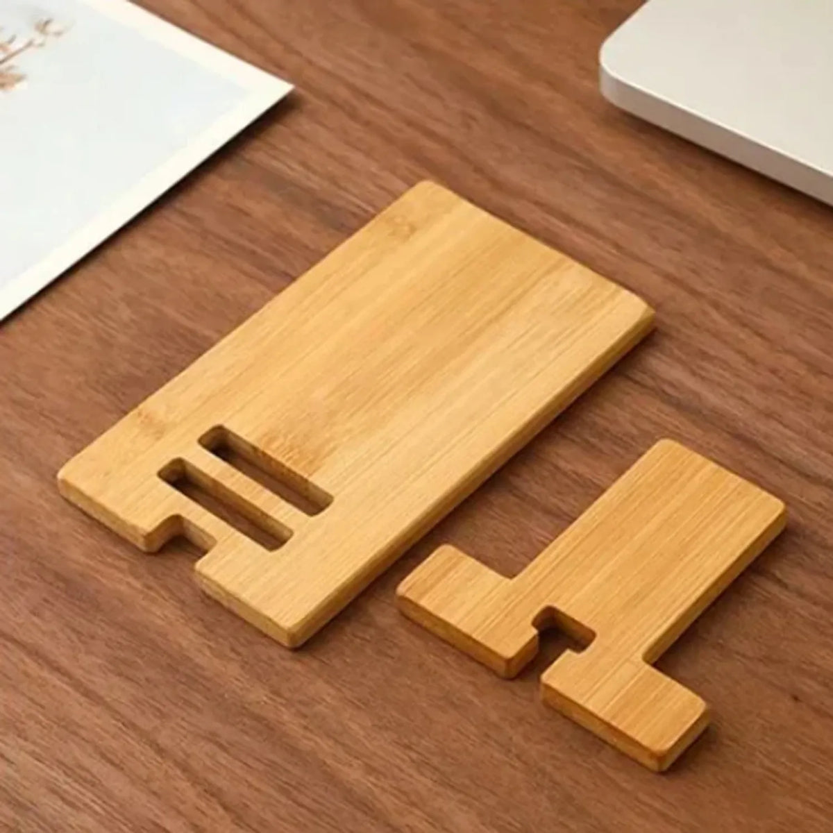 Bamboo Desk Phone Stand for Hands Free Portrait Viewing