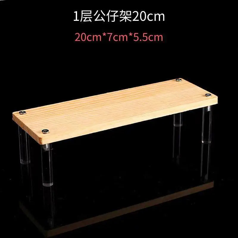 Tiered Display Stand with Clear or Wood Effect Shelves 1-20x7cm