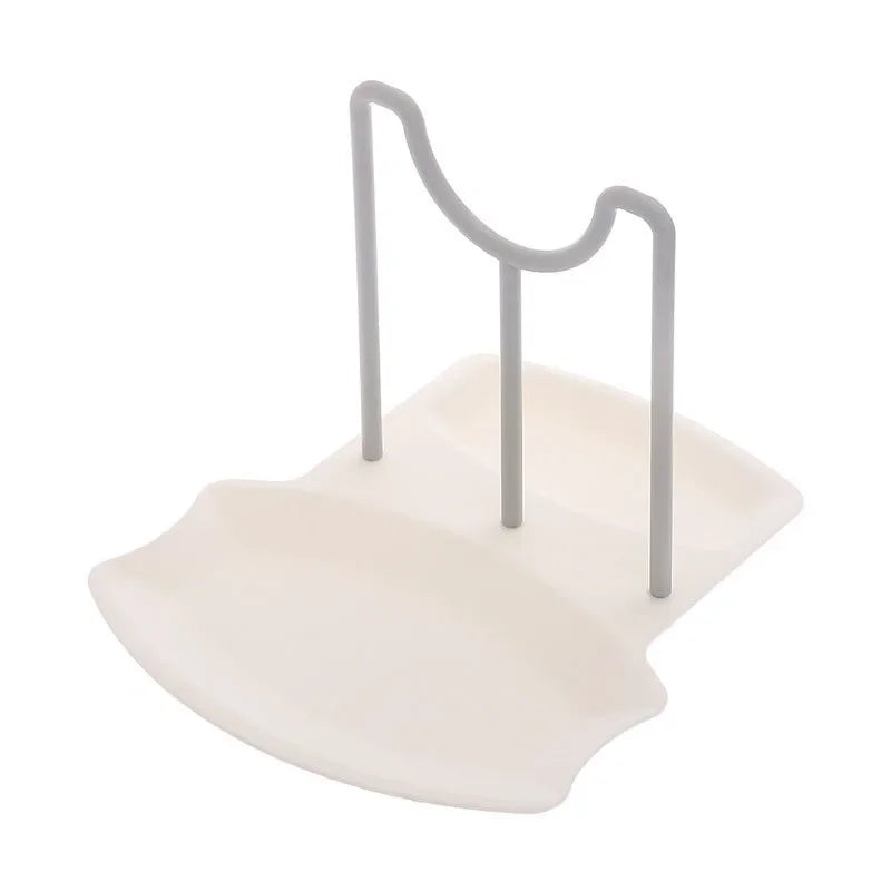 Countertop Pot Lid & Pan Organizer Rack – No-Drill Kitchen Storage Shelf with Utensil Holder 1PC White L 1-tier