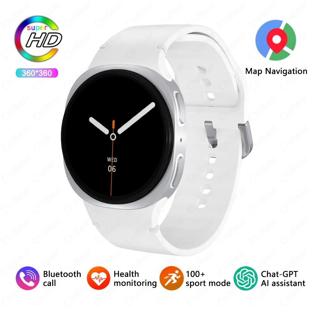 2025 Watch GPS Track Smart Watches For Men Women Sport Heart Rate Bluetooth Call NFC IP68 Waterproof Compass Smartwatch 8 Mini White silicone tape