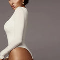 O Neck Long Sleeve Solid White Sexy Bodysuit Women Black Autumn Winter Body Top Gray Casual Lady Streetwear Bodysuits