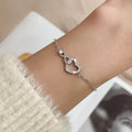 VENTFILLE 925 Sterling Silver Double Love Heart Hollow Round Beads Bracelet Female Fashion Romantic Jewelry Classic Adjustable BTSP255