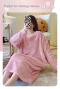 Warm Fleece Nightgown Women's Loose Comfortable Home Clothes plus Size Solid Color Simple Design Sleepwear Casual Outerwear