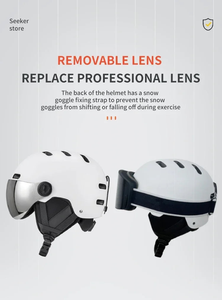 Seeker Ski Helmet with Goggles Winter Snow Helmet Outdoor Sports Alpine Skiing Skating Helmet Adult Men's and Women's Ski Helmet