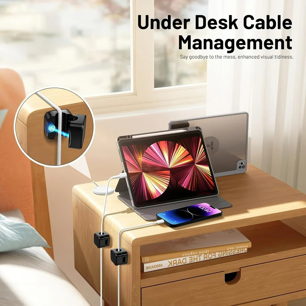 Magnetic Desk Cable Holders for Charging and Audio Leads