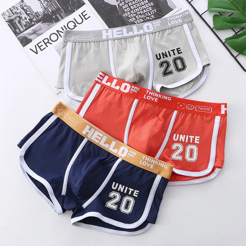 1/3/4 PCS Men's Underwear Boxer Shorts Sexy Panties Cotton Boxers Sports Comfort Man Underpants Shorts Homme U Convex Lingerie 3PD3205-4