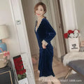Plus Size 5XL Sleep Dress Women Winter Long Sleeve Sexy Luxury Velvet Spring Autumn Winter Style Korean Version Velvet Nightgown