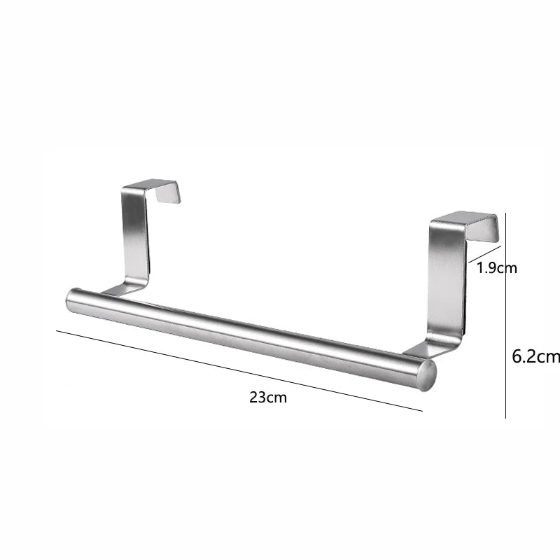 Kitchen Cabinet Door Towel Bar Stainless Steel Door Back Towel Hanging Holder Bathroom Punch-free Towels Hooks Home Organizer S-23cm
