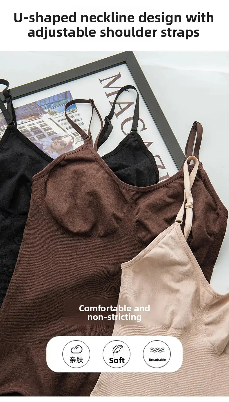 Women's One-Piece Shapewear Thin Summer Suitable Abdomen Inward Drawstring Halter Neck Design Body Sculpting Underwear