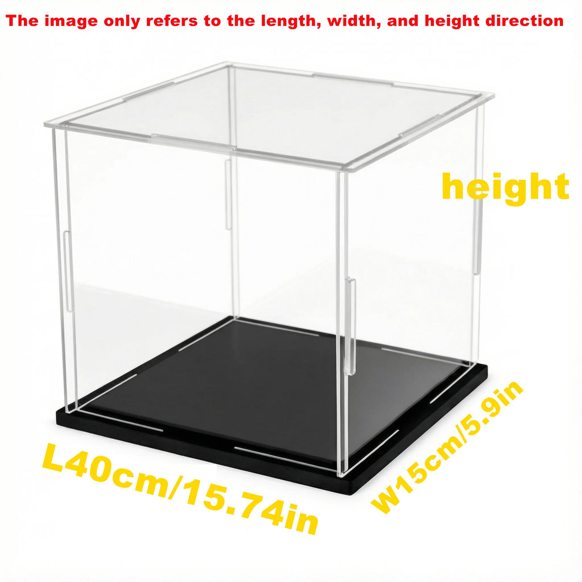 Acrylic Display Box with Black Base for Models and Collectibles LW 40x15cm