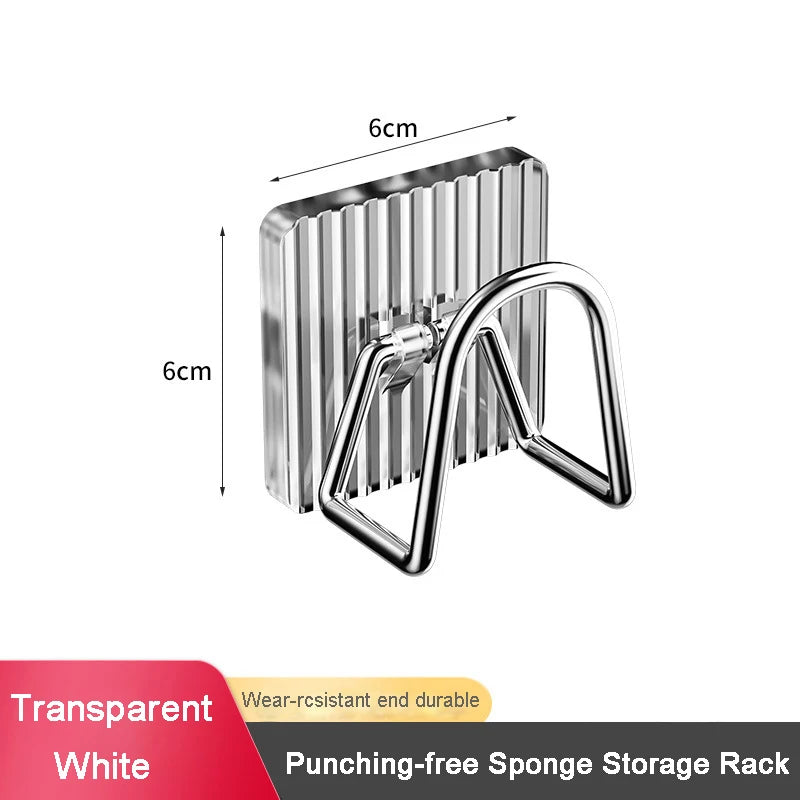 Acrylic Sink Sponge Holder Adhesive Sink Caddy Organizer Rack Storage Hook for Sponges Brushes Chopping Board Kitchen Accessorie Transparent White