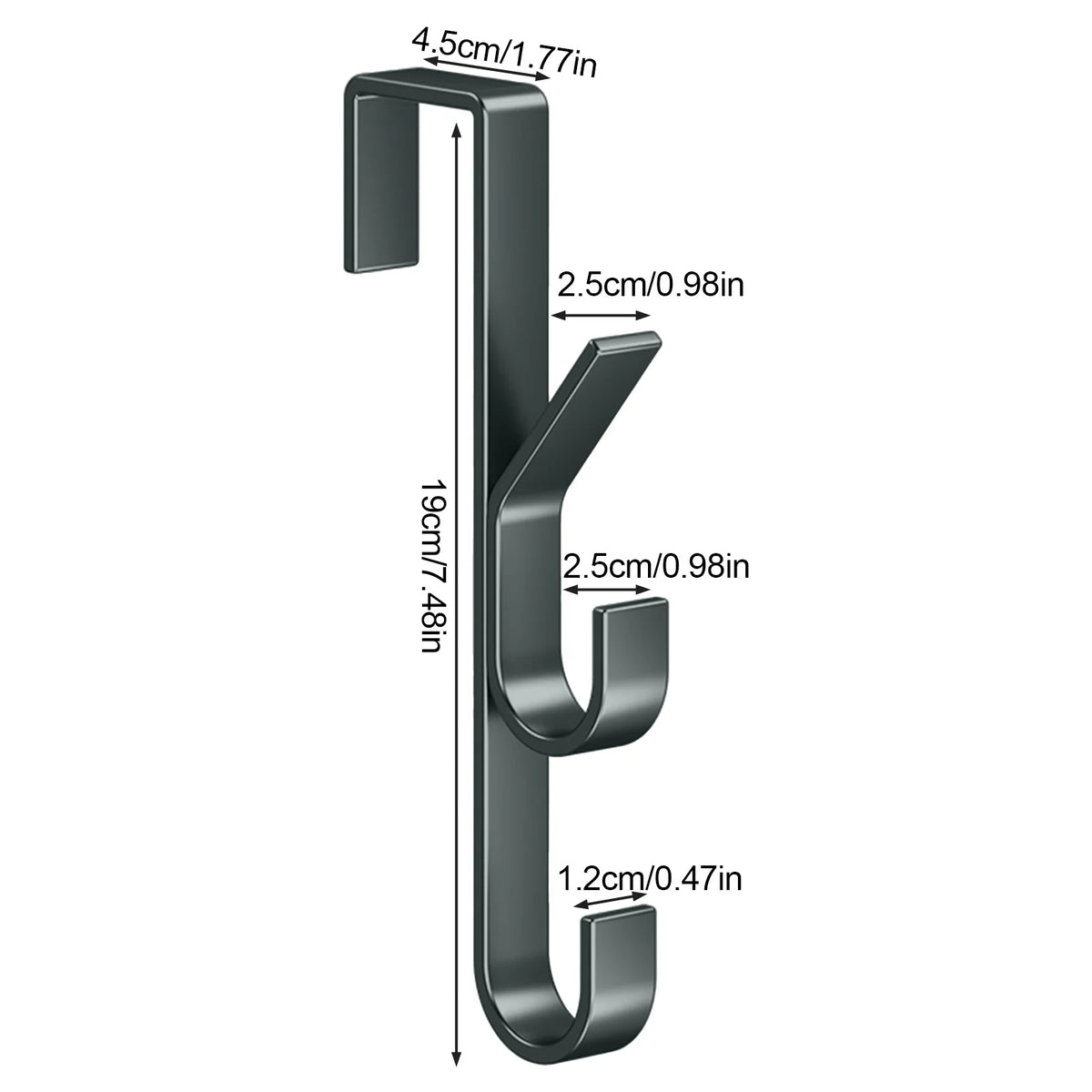 Carbon Steel Over Door Hook Rack for Bedroom Accessories 3 Hooks