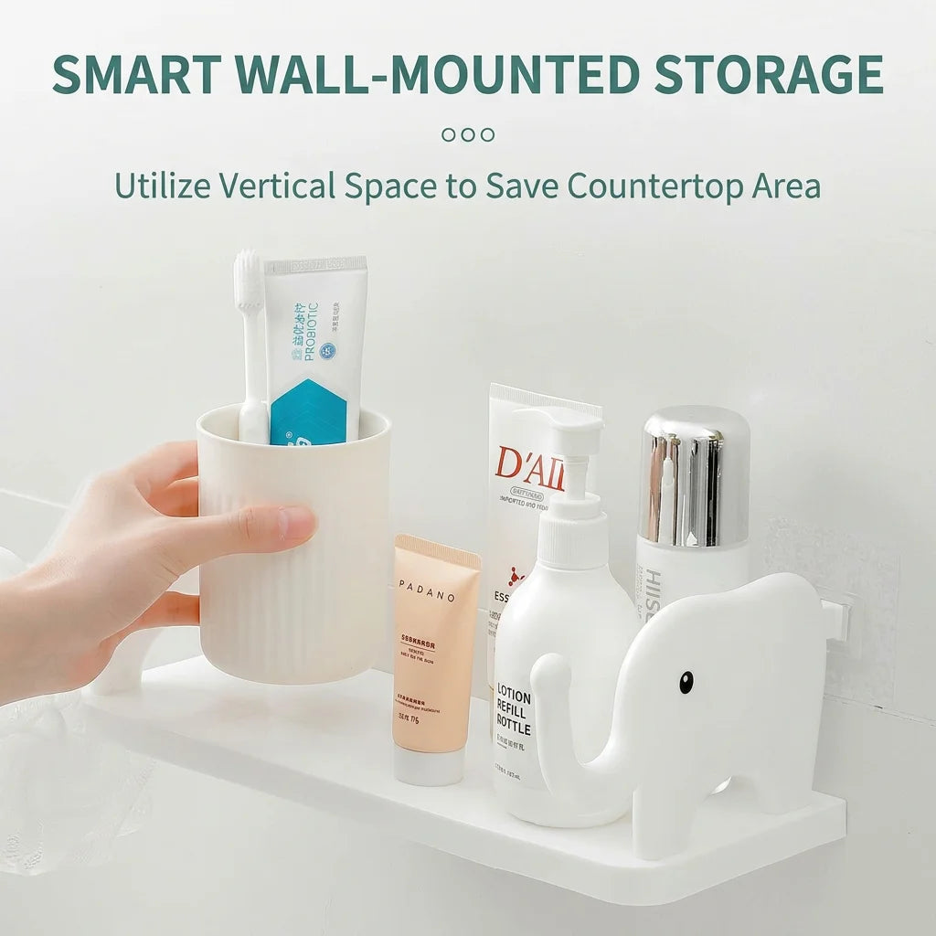 Elephant Wall Mounted Shelf for Bedside Accessory Storage