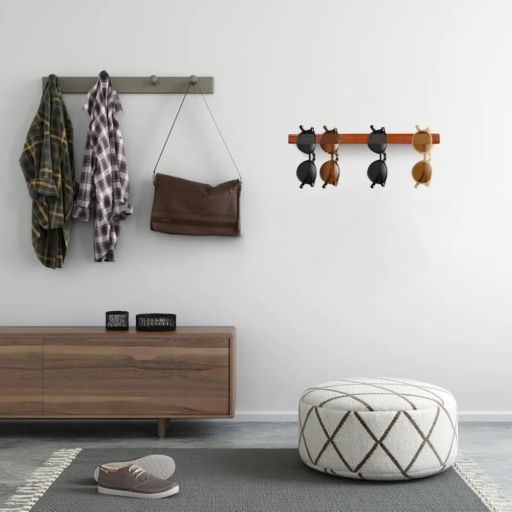 Solid Wood Wall Mounted Sunglasses Holder for Bedroom Storage