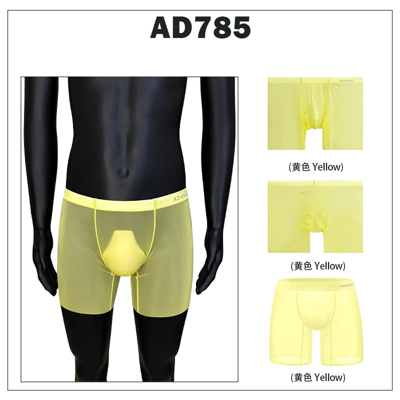 1/2/3 PCS Men's Ice Silk Boxers Transparent 0.01 Ultra-thin Fabric See Through Seamless Underwear antibacterial Boxer Shorts
