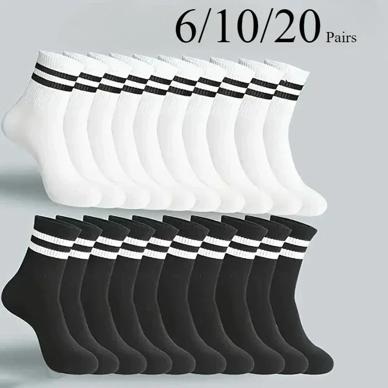 Striped Cotton Socks Men Women – Soft Breathable Multi-Pack