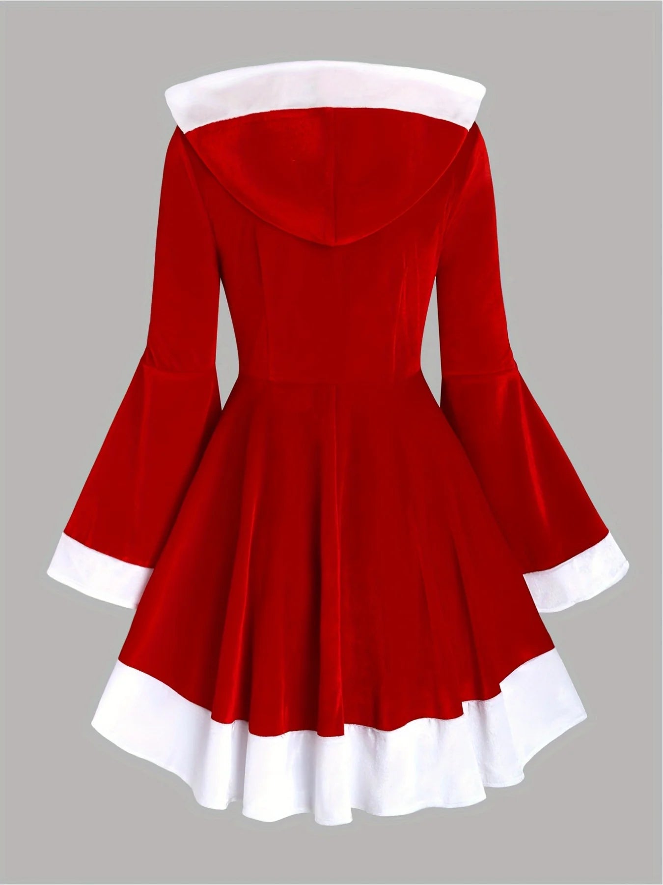 Women's Slim Fit Hooded Christmas Dress – Red Santa Style Holiday Party Outfit (European & American Festive Fashion)