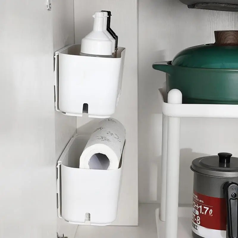 Household Kitchen Under Sink Cabinet Storage Rack Pull Out Drawer Style 2 Tier Organizer for Spices