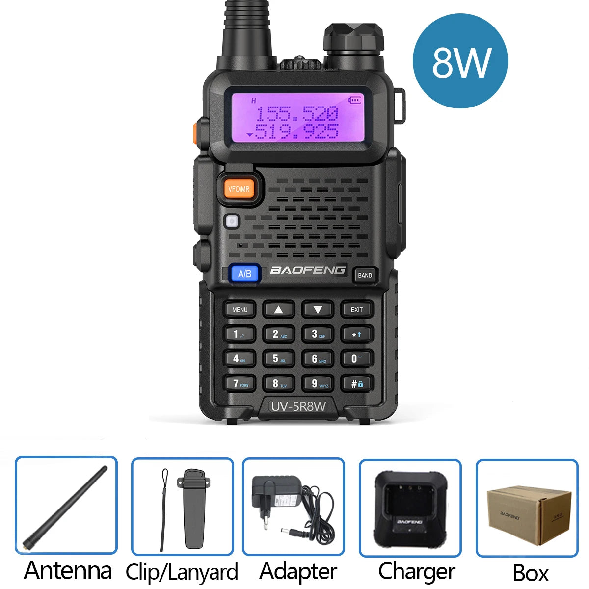Baofeng UV-5R Walkie Talkie 8W Dual Band VHF/UHF Two-Way Radio, Long Range, FM Radio - Dicrodelights
