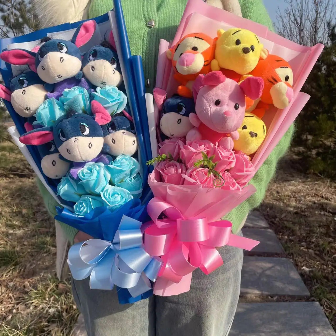 Cartoon Winnie the Pool Eeyore Bouquet Gift Box Stuffed Animals Flower Bouquet Home Decoration Valentine Christmas Gifts
