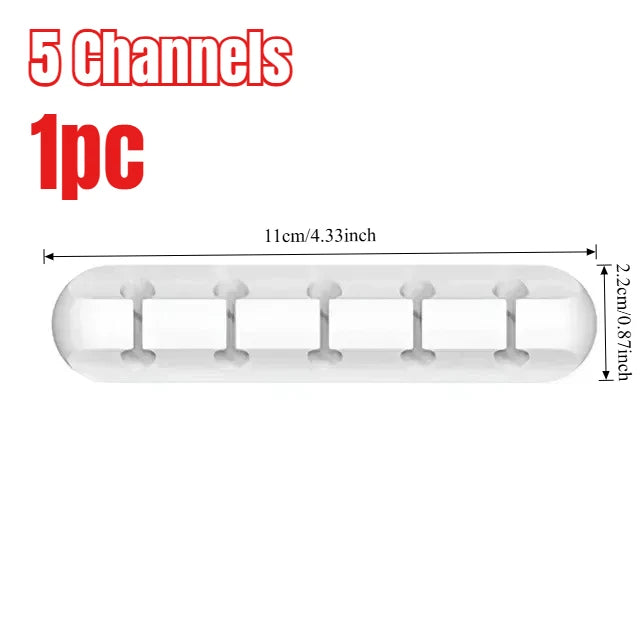 Self Adhesive Silicone Cable Organiser for Desk Lead Storage middle white 1pc