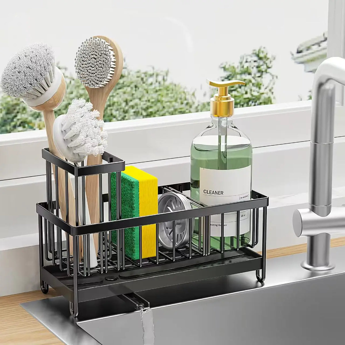 Kitchen storage shelf, self-drainage dishcloth rack, drainage rack, no drilling, household seasoning rack, faucet, sink rack, co