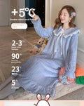 Womens Nightwear Nightdress Flannel Thickened Solid Colour Nightgown Doll Collar Student Warm Coral Velvet Ruffle Dress Robes Se