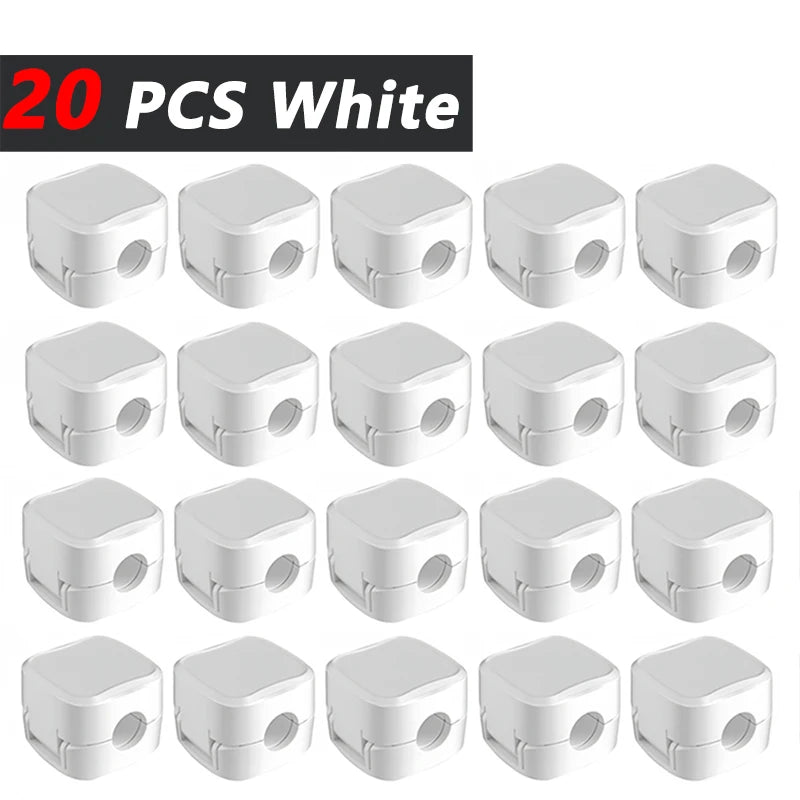 Adhesive ABS Desk Cable Clips for Charging Lead Storage 20 White