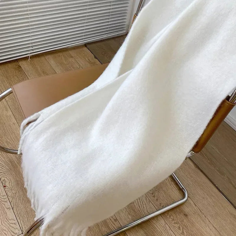 Women Winter Cashmere Scarf Thick Warm Pashmina Shawl Wrap White