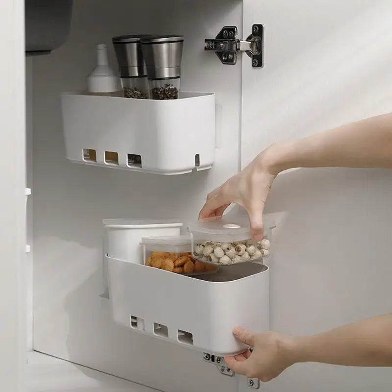 Household Kitchen Under Sink Cabinet Storage Rack Pull Out Drawer Style 2 Tier Organizer for Spices