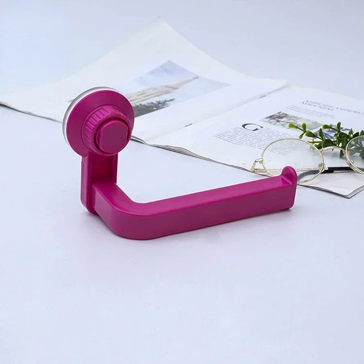 Suction Cup Toilet Paper Holder Wall Mount No Punching High Quality ABS Tissue Towel Roll Dispenser Bathroom Kitchen Accessories Rose Red