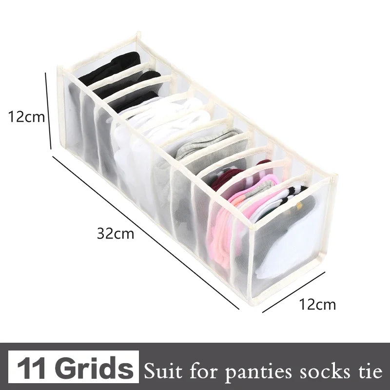 Fabric Bra Drawer Organiser for Sports Bras Socks and Underwear 11grids-white