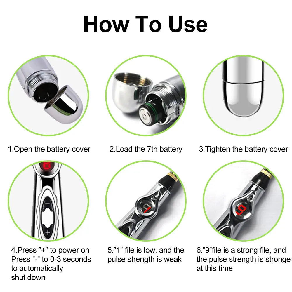 Electric Acupuncture Point Massage Pen Pain Relief Laser Therapy Electronic Meridian Energy Pen Body Head Back Neck Leg Massager