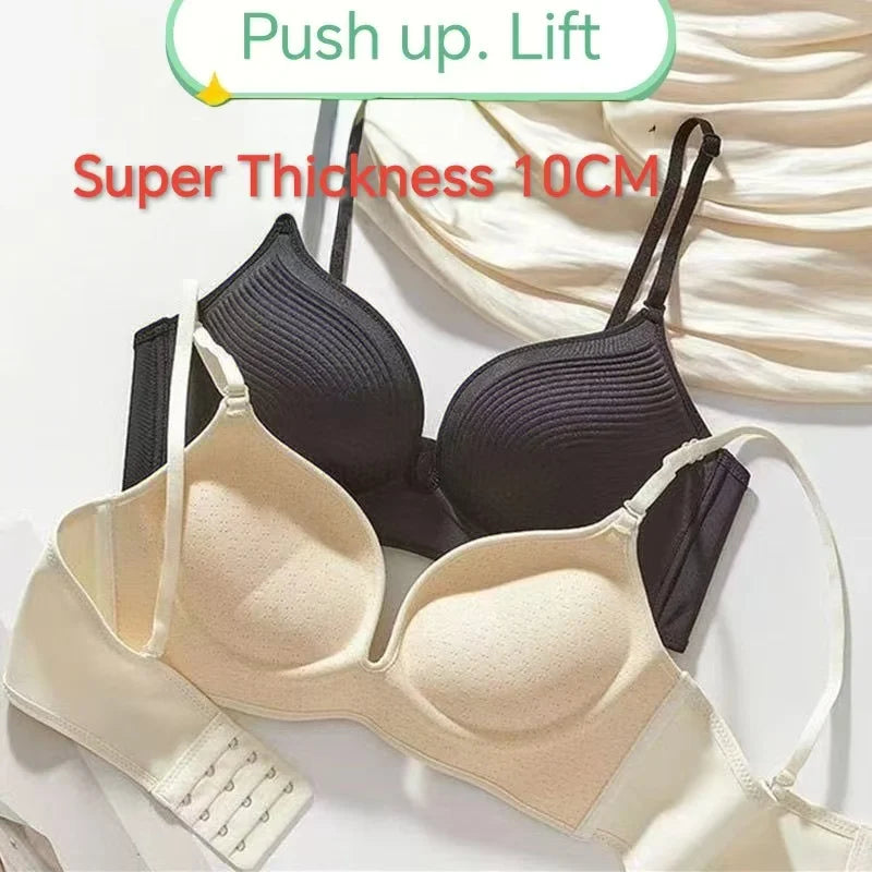 (Bras For Small Breast And Flat Chests)Women‘s Ultra-Thick 10cm Lingerie Seamless Push Up Small Breast Lift Adjustable Bra