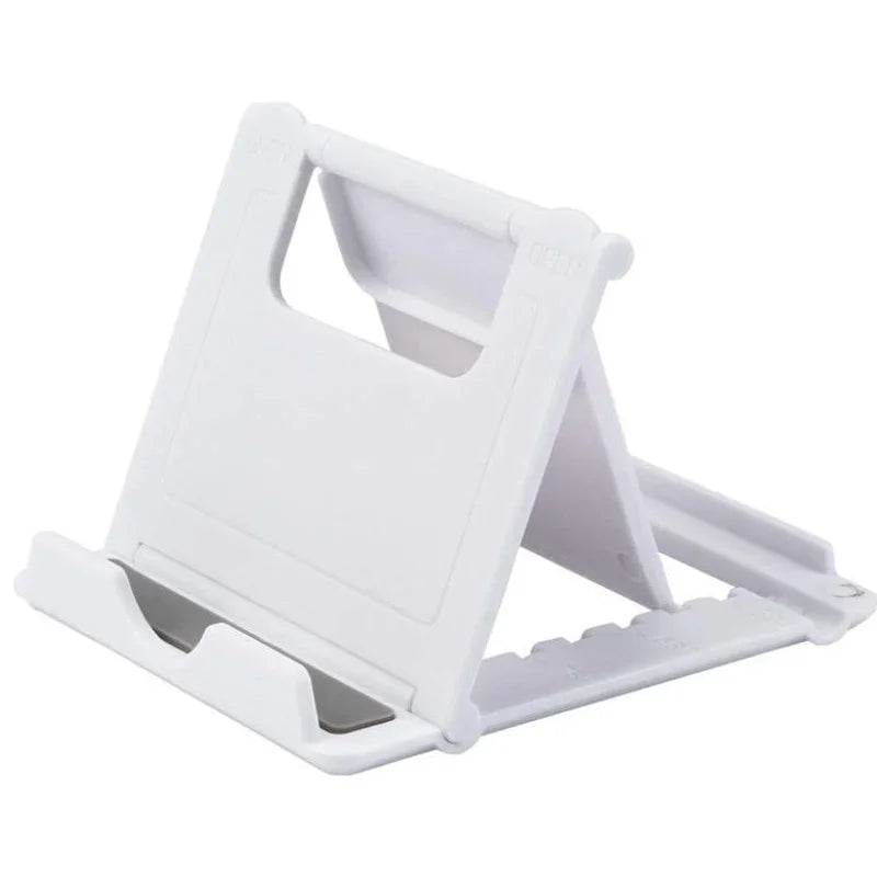 Adjustable Folding Plastic Phone Stand for Desk Viewing White