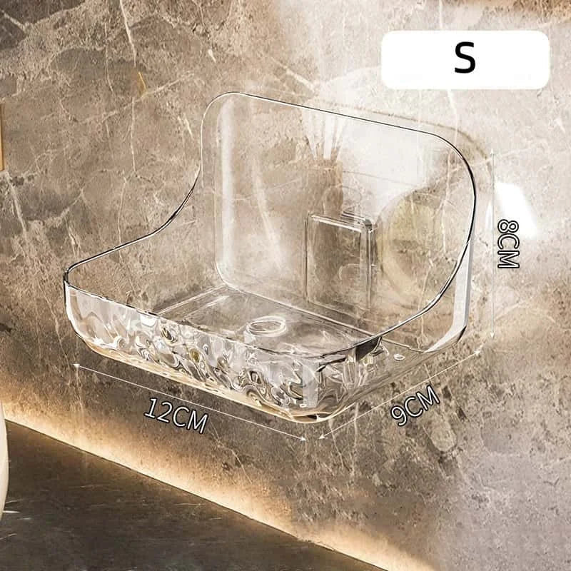 Clear Acrylic Wall Mounted Toiletry Shelf with Raised Sides Small