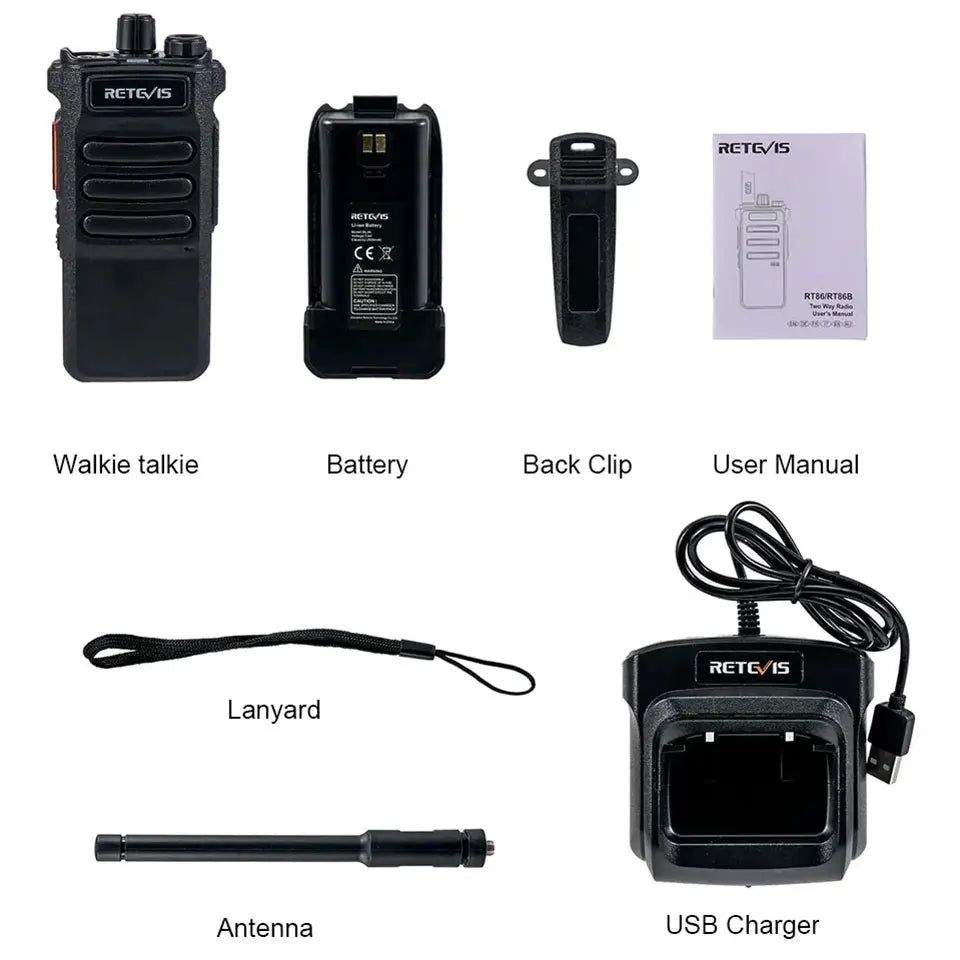 Retevis RT86 10W Walkie Talkie Professional Two Way Radio Long Range Walkie Talkie UHF Communication radio for Outdoor Business