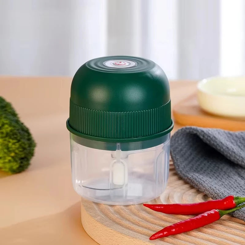 1 electric garlic grinder 260ml onion chopper 1 button start meat grinder kitchen food vegetable mixer Green PP Cup 3 in 1