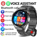 2025 New GT5 Pro GPS Track Smart Watch Men 360*360 AMOLED Screen NFC BT Call Waterproof Health Monitor Man Smartwatches IOS black steel