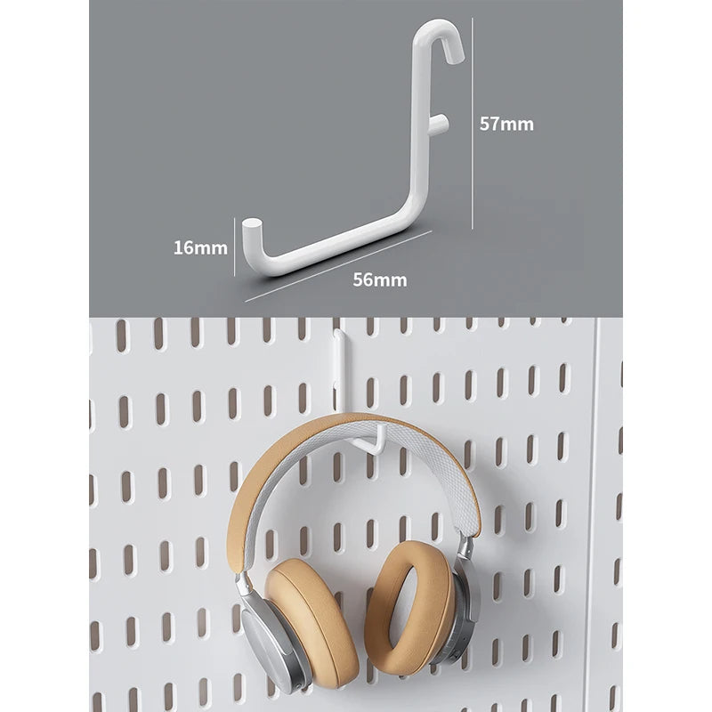 Modular Desk Pegboard Wall Storage for Office Accessories White M Hook-2pcs