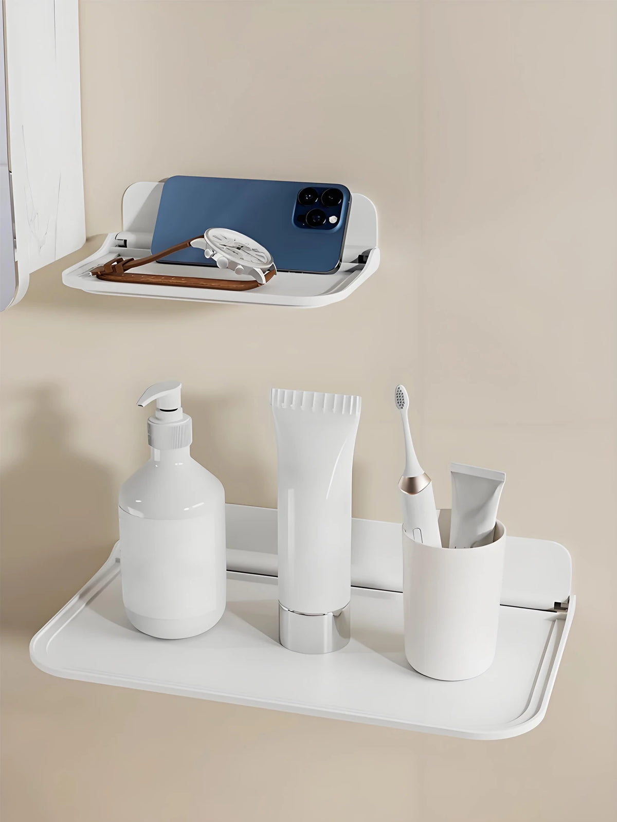 Foldable Adhesive Wall Shelf for Bedside Phone and Glasses