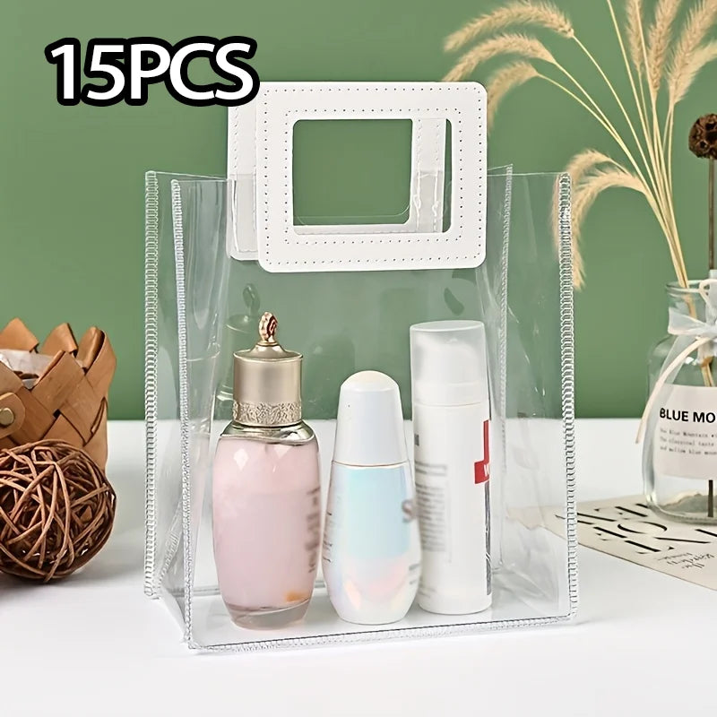 5/15/20pc PVC Gift Bags Packing Bag with Handle Wedding Accessories Festival Souvenir Party Present Candy Jewelry Packaging Home Clear-15pcs Other 20x18x10cm