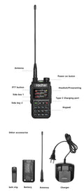 Radtel RT-890 Full Band Ham Radio Amateur 2 Way Radio 999CH Walkie Talkie AM Air Aviation Band Color Scanner Marine NOAA Scan