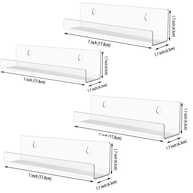Acrylic Vinyl Record Shelf for Album Cover Wall Displays 4pieces-7inch