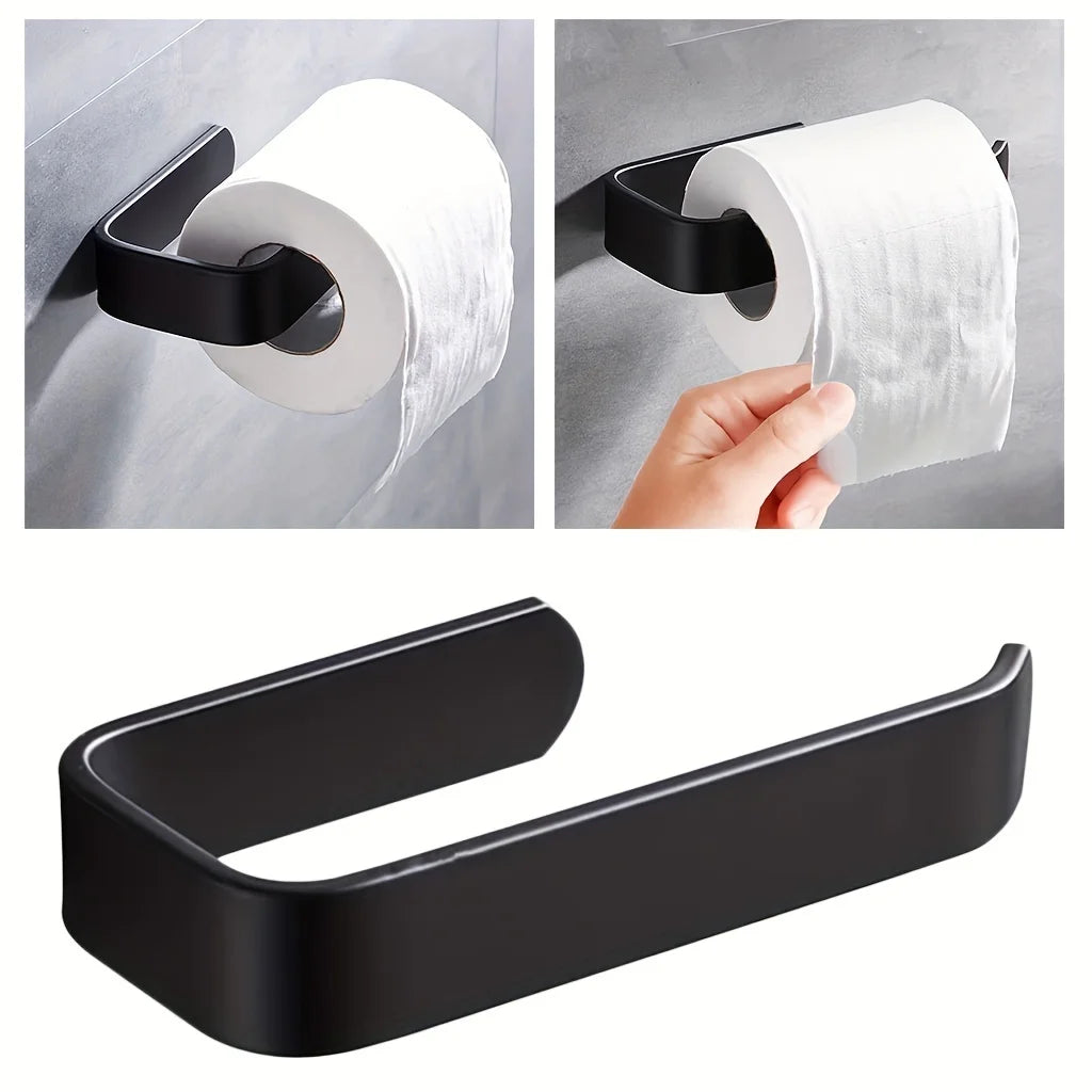 Wall-Mounted Toilet Roll Holder in Black or White, 3 Pack