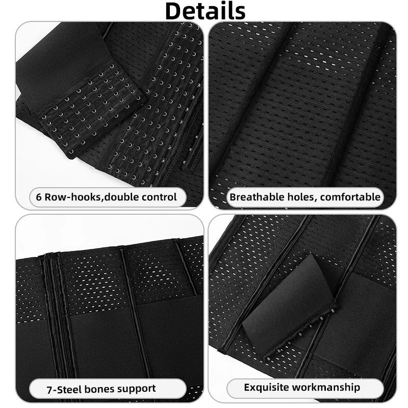 Waist Trainer Body Shaper Corset Shapewear Women 6-Row Hook and Eye Closure Double Tummy Control Belt Belly Waist Cinhcer