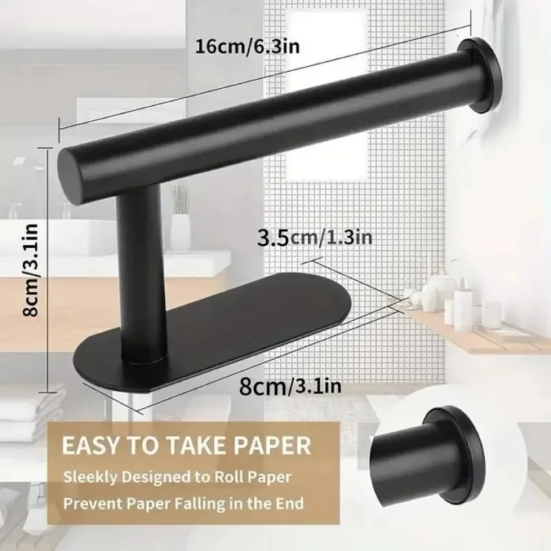 Self Adhesive Toilet Roll Holder in Black or White