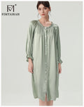 FIMTAIRAH 6A 22MM 100% Silk Nightdress Real Silk Nightgown Women long plus large size Sleepwear Pajamas robe