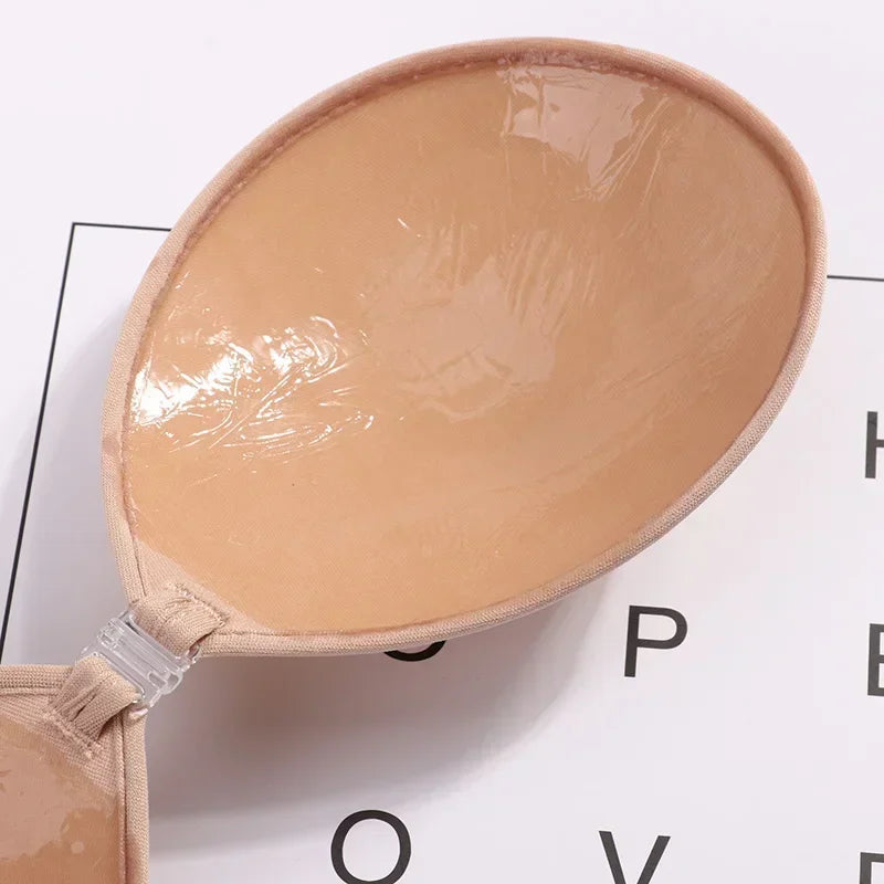 1/2Pcs Sexy Women Invisible Push Up Bra Self-Adhesive Silicone Bust Front Closure Sticky Bra Black Skin Backless Strapless Bra
