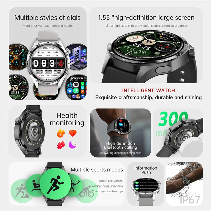 2025 New GT5 Pro GPS Track Smart Watch Men 360*360 AMOLED Screen NFC BT Call Waterproof Health Monitor Man Smartwatches IOS